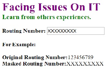Masked Routing Number